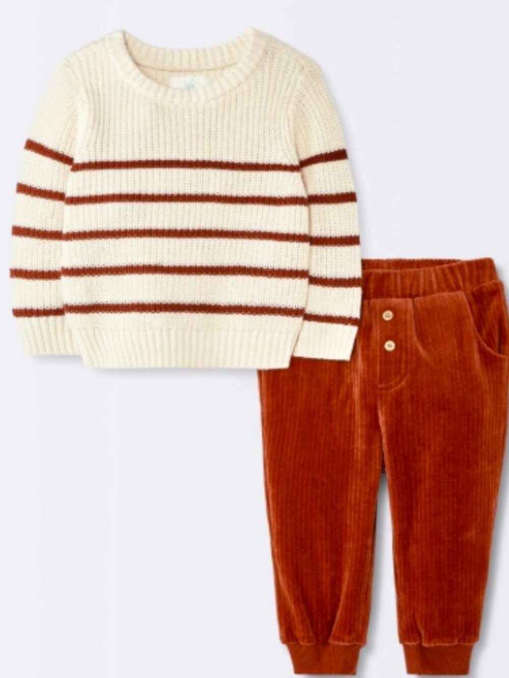 Baby Boys' 2pc Christmas Holiday Striped Sweater and Knit Corduroy Pants Set -